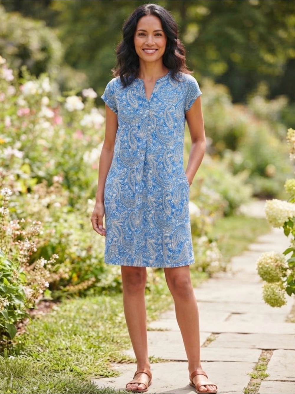 Women’s Blue Paisley Casual Dress